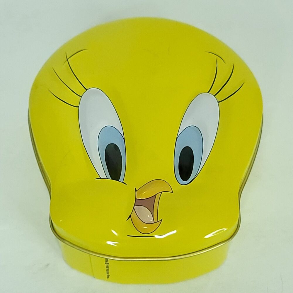 Tweety Bird Head Tin Box Looney Tunes Warner Bro. 1998 Vintage